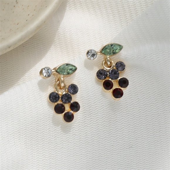 ♠️ NEW Daily Gold Crystal Earrings - Little Grapes - Picture 6 of 6